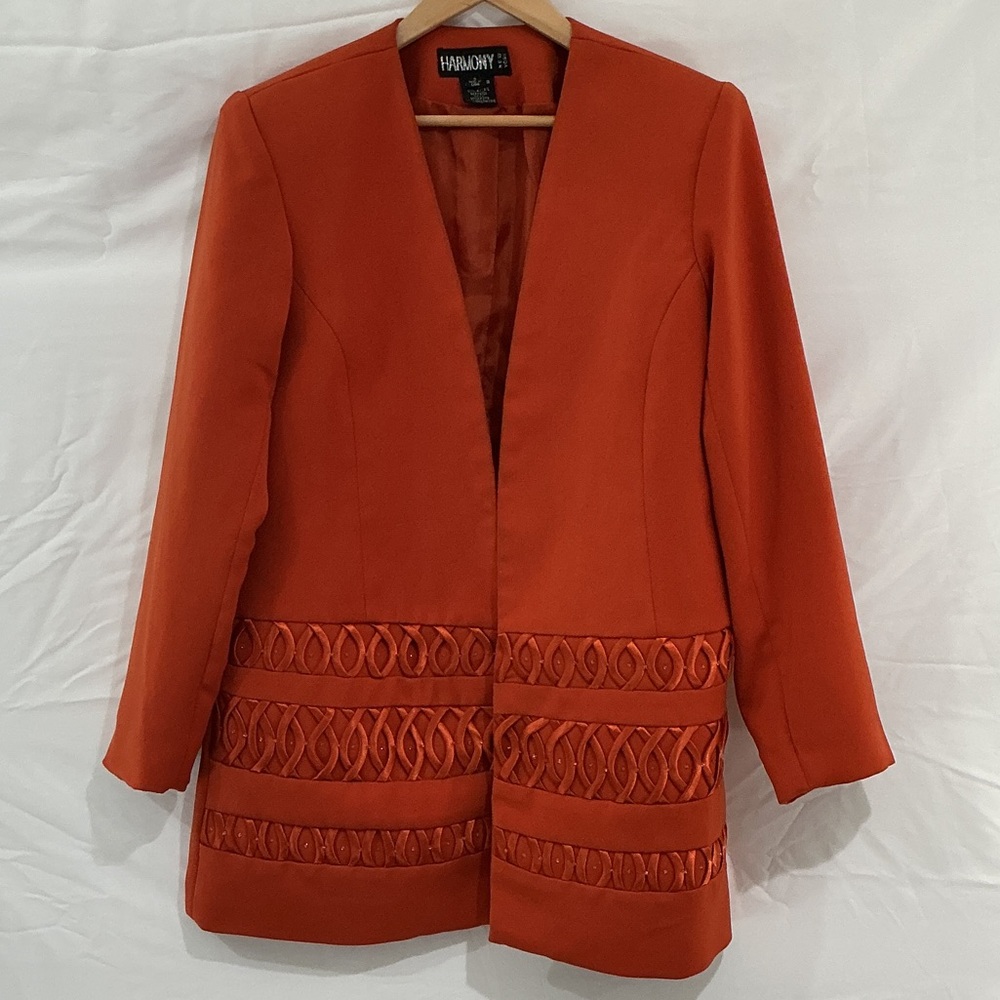 Elegant Orange Blazer with Unique Patterns